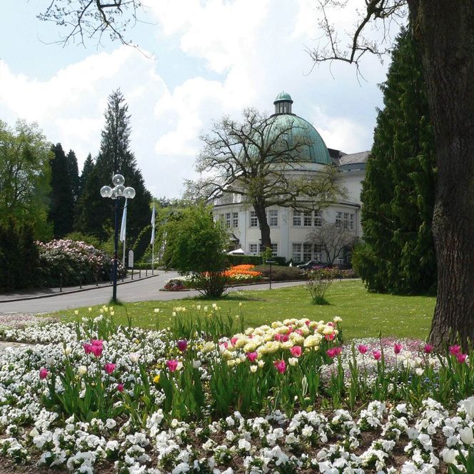 Das Maritim Badehotel befindet sich direkt am frühlingshaft bepflanzten Kurpark von Bad Wildungen